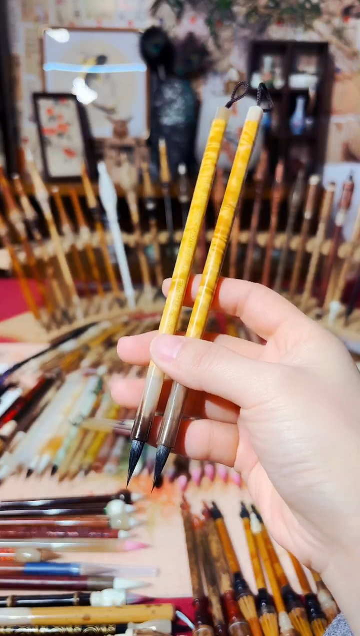 闪20 金丝楠牛角笔杆天花板黑尖紫毫小楷出锋2.0（清水试笔）一支