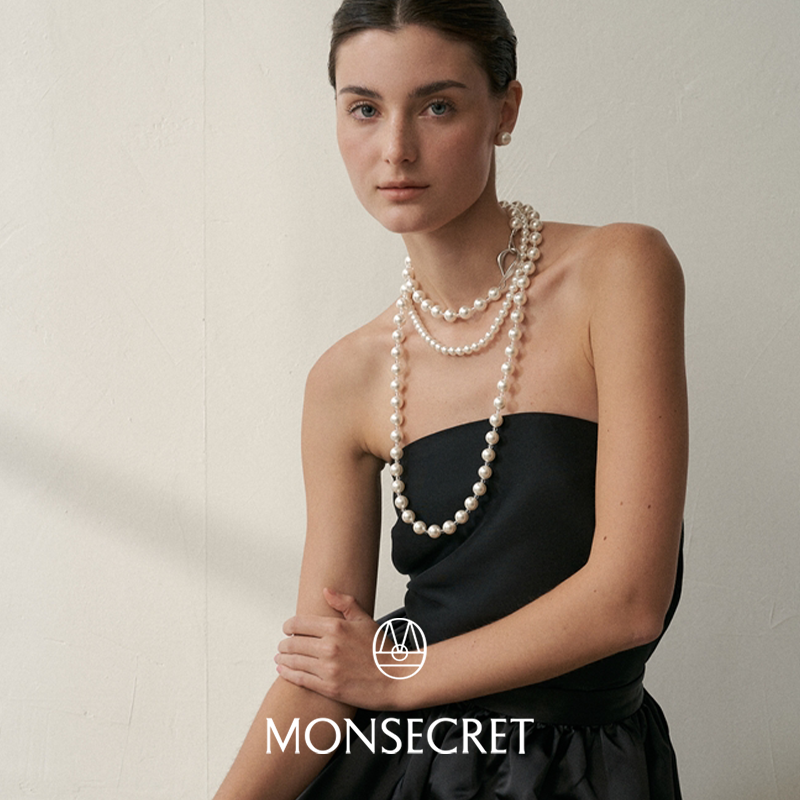 非金属仿珍珠项链 MONSECRET LINK系列连结珍珠细链/水晶长链