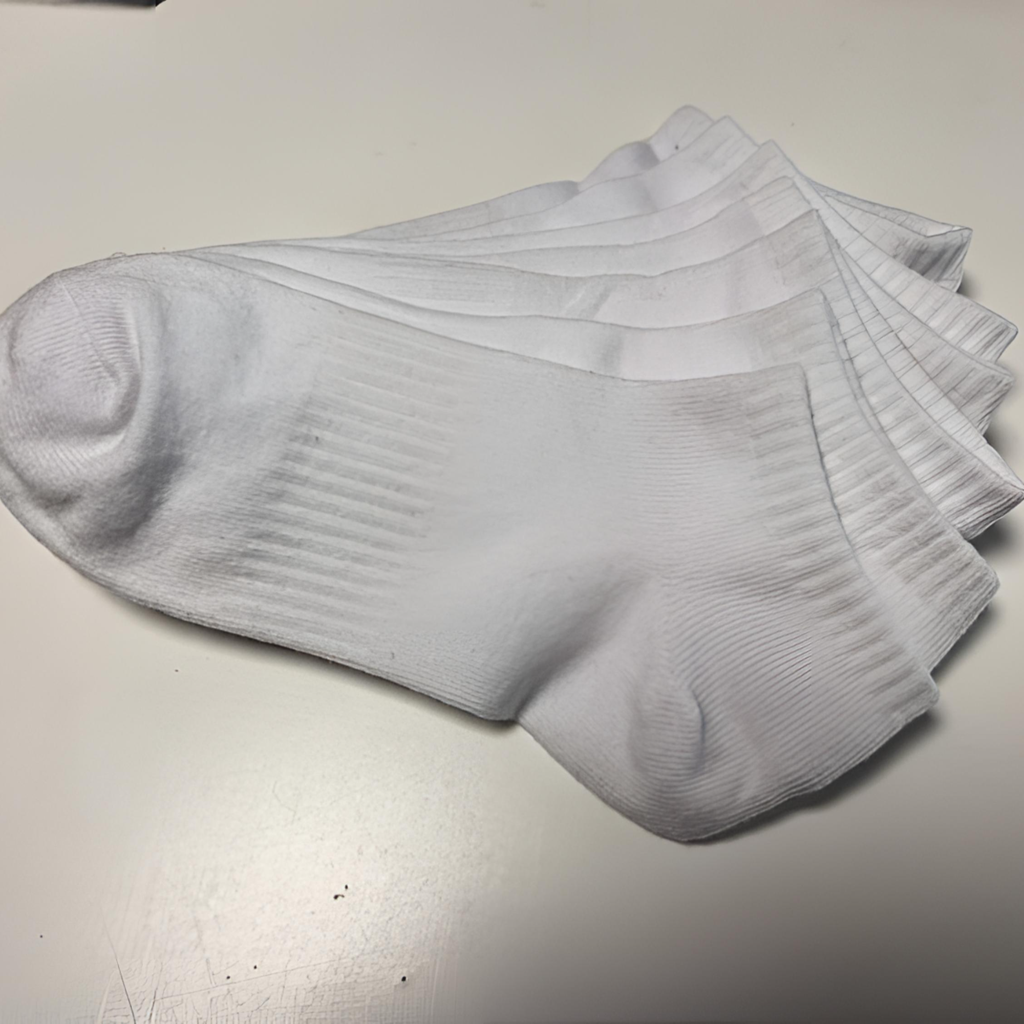 纯棉白色短袜脚底橡筋纯色袜子