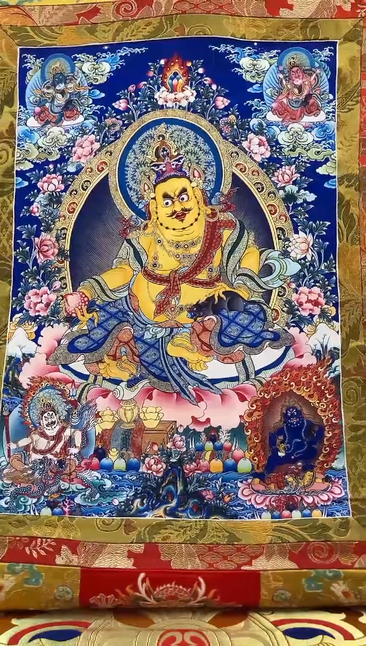 【闪购商品】卷轴画矿物质喷绘  五姓财1.3m金色龙布