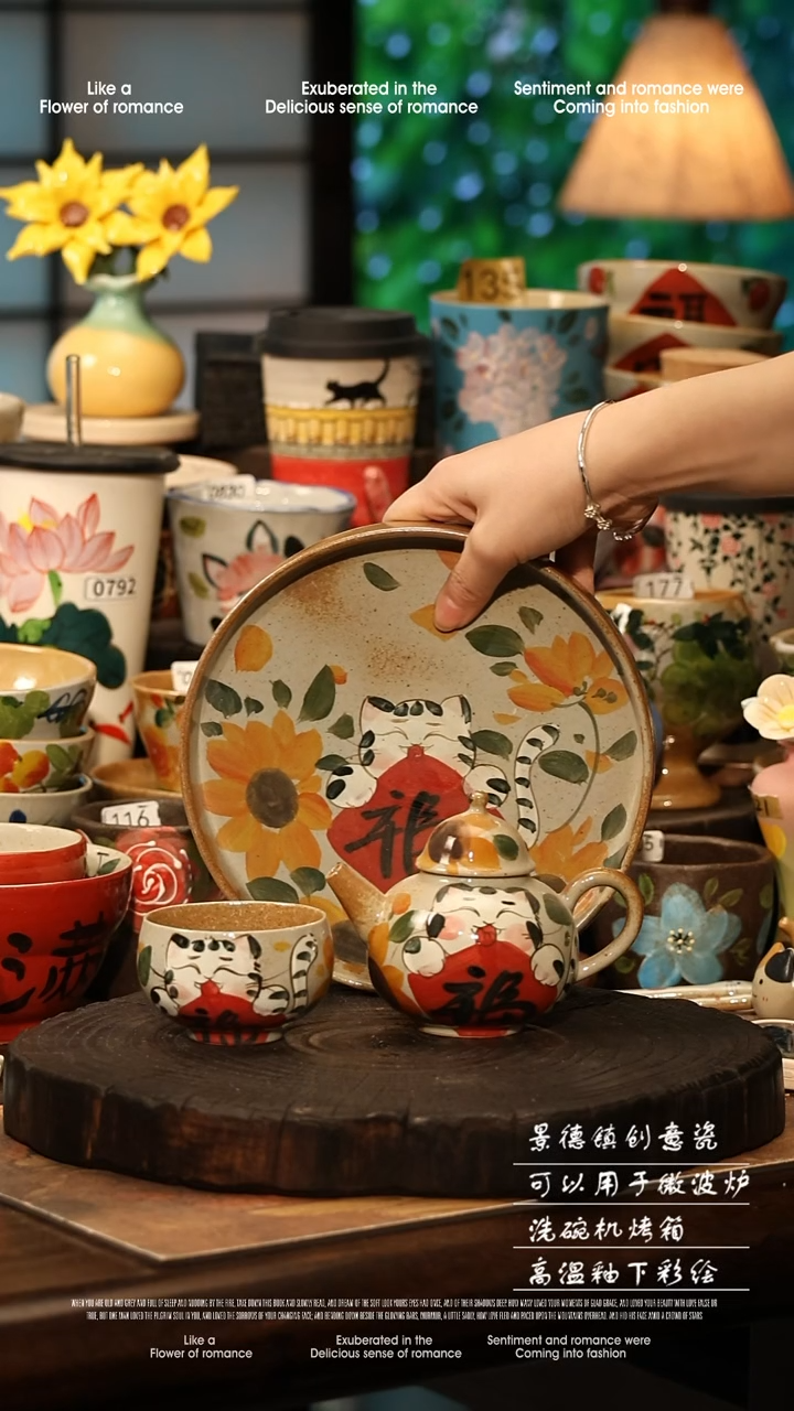 陶瓷景德镇高温釉下彩手工手绘款式