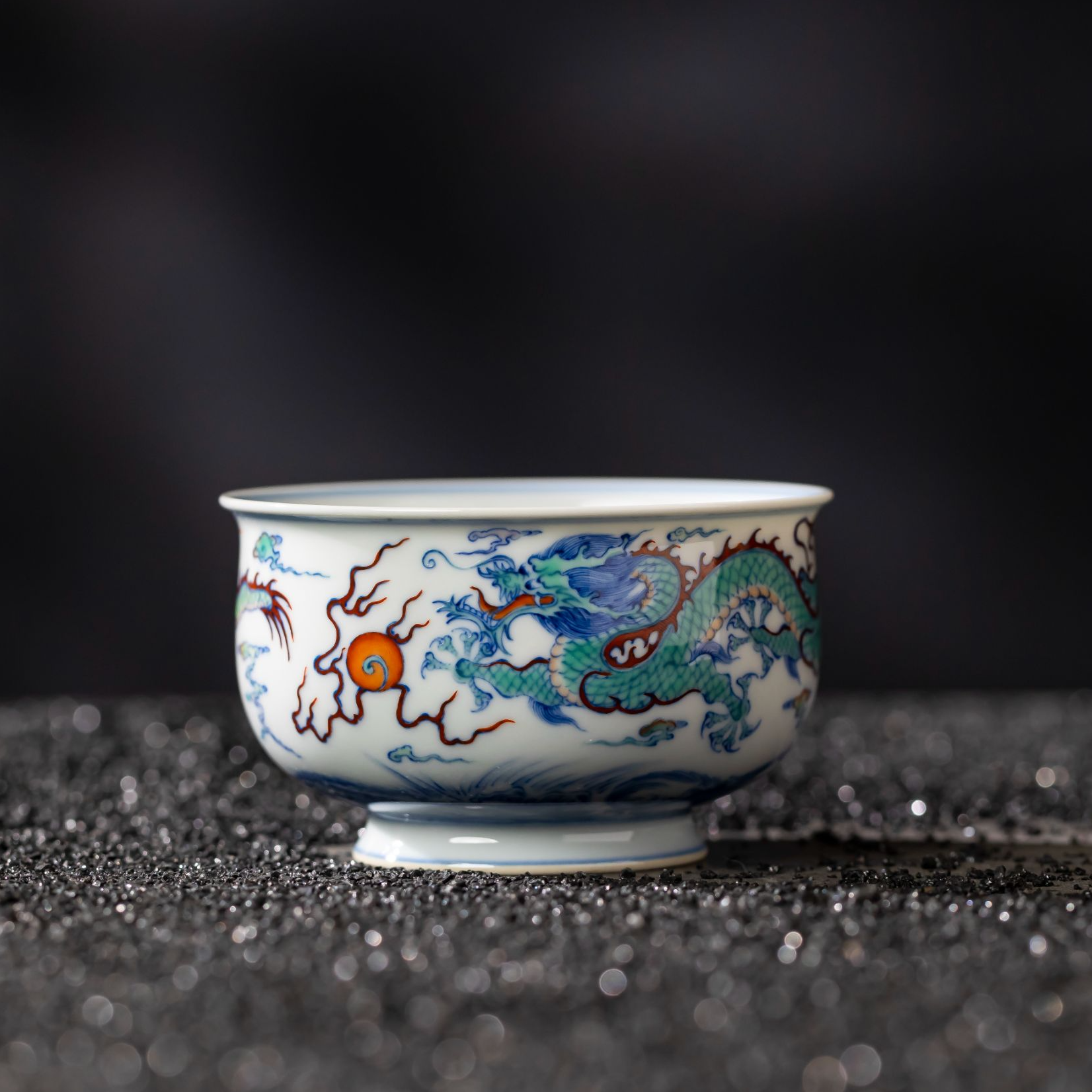 『瑶瑶严选』敬畏堂斗彩双龙炉式杯手绘景德镇陶瓷茶器主人杯品茗