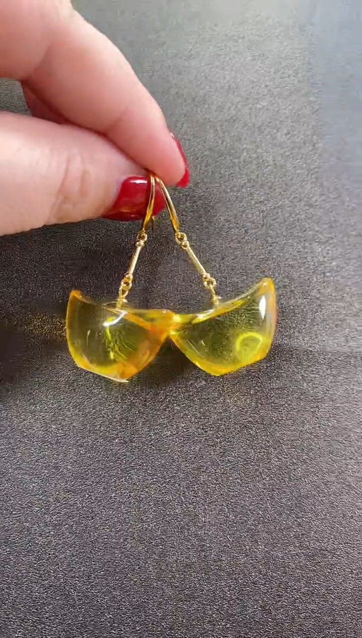 【闪购商品】琥珀耳饰未镶嵌耳环