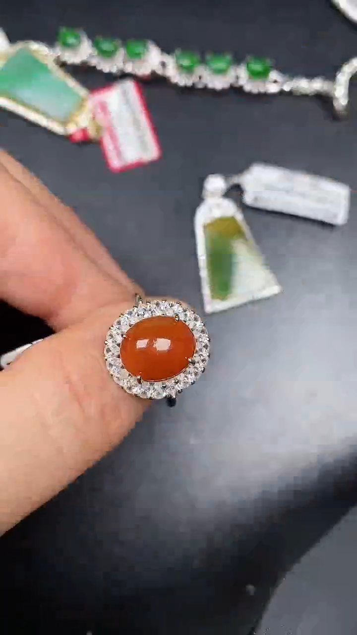 银S925镶嵌戒指翡翠3440