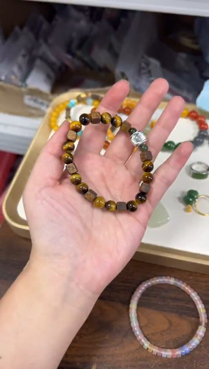 未镶嵌手链木变石（虎睛石）黄虎眼奇楠香设计款手链[4461]