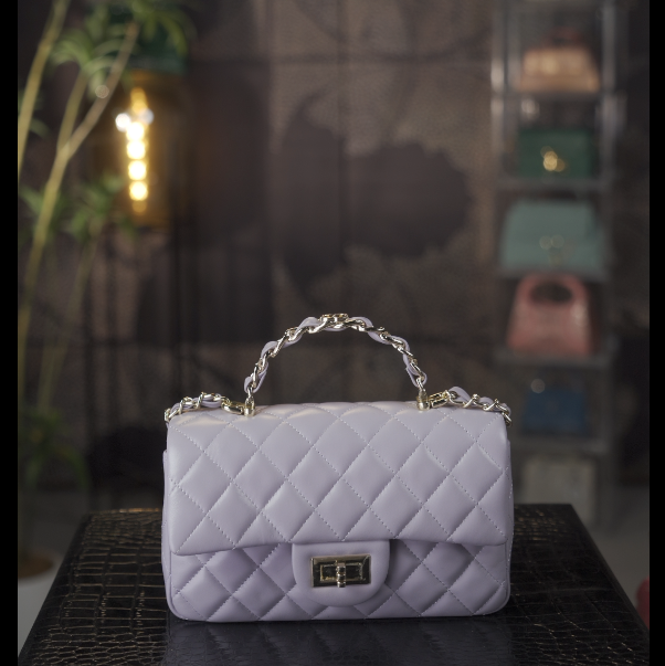 【尺寸：20*7*13】SISI原创设计高定真皮斜挎手提女包2024-紫色