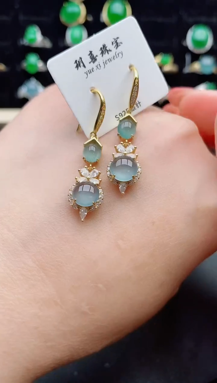 【闪购商品】翡翠耳饰银S925镶嵌121212