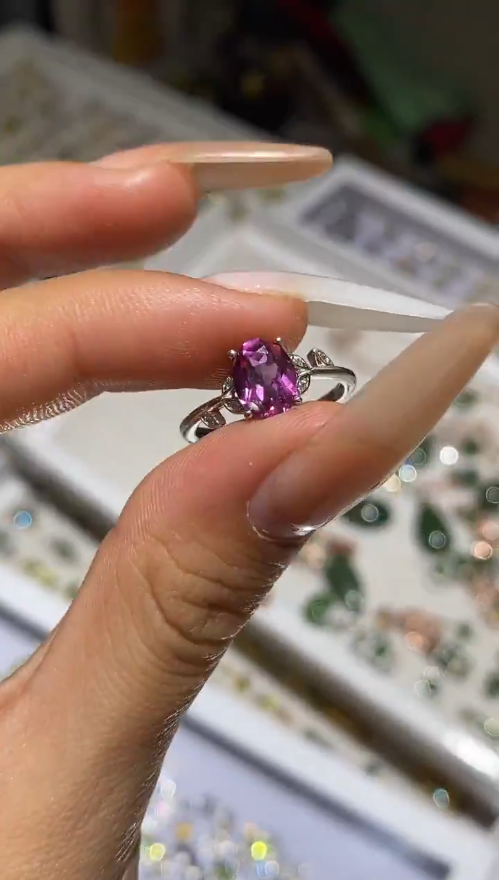 银S925镶嵌戒指石榴石戒指