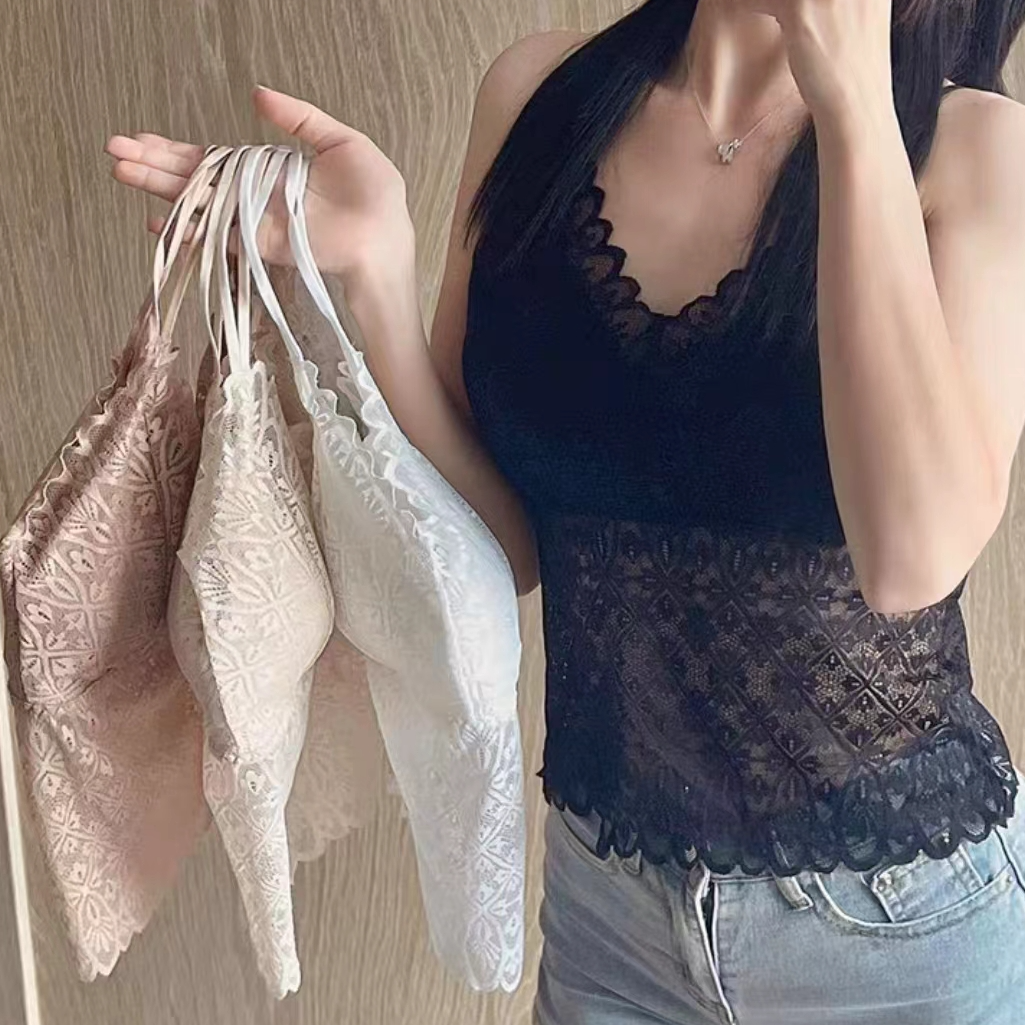 【艾萱萱】2251款蕾丝蝴蝶美背吊带背心女打底