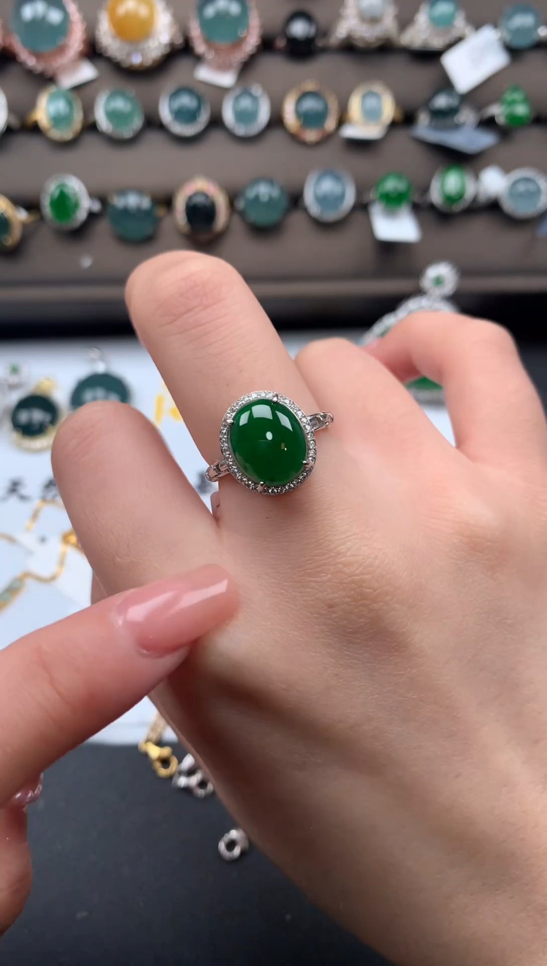 【闪购商品】翡翠戒指银S925镶嵌352145