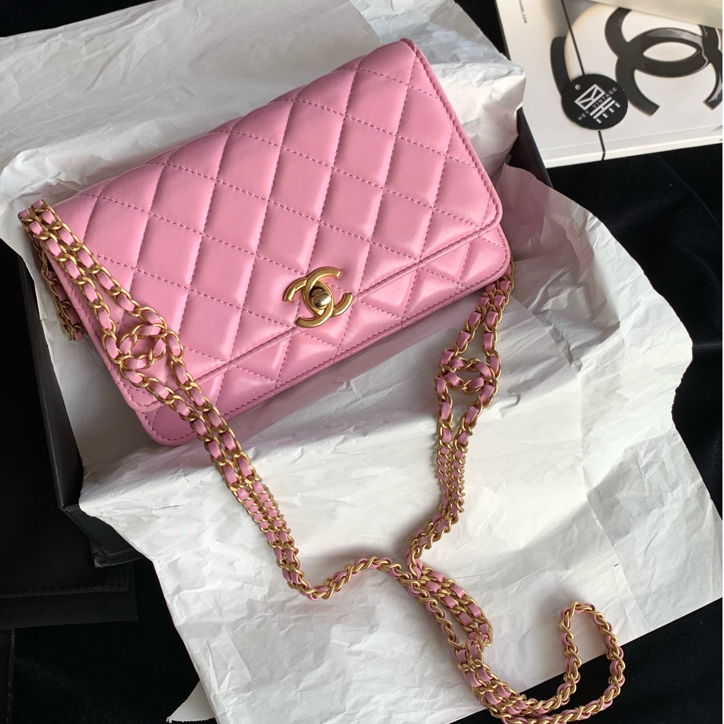 99新 Chanel/香奈儿 代卖服务！粉金双链条woc包 19cm 18726246