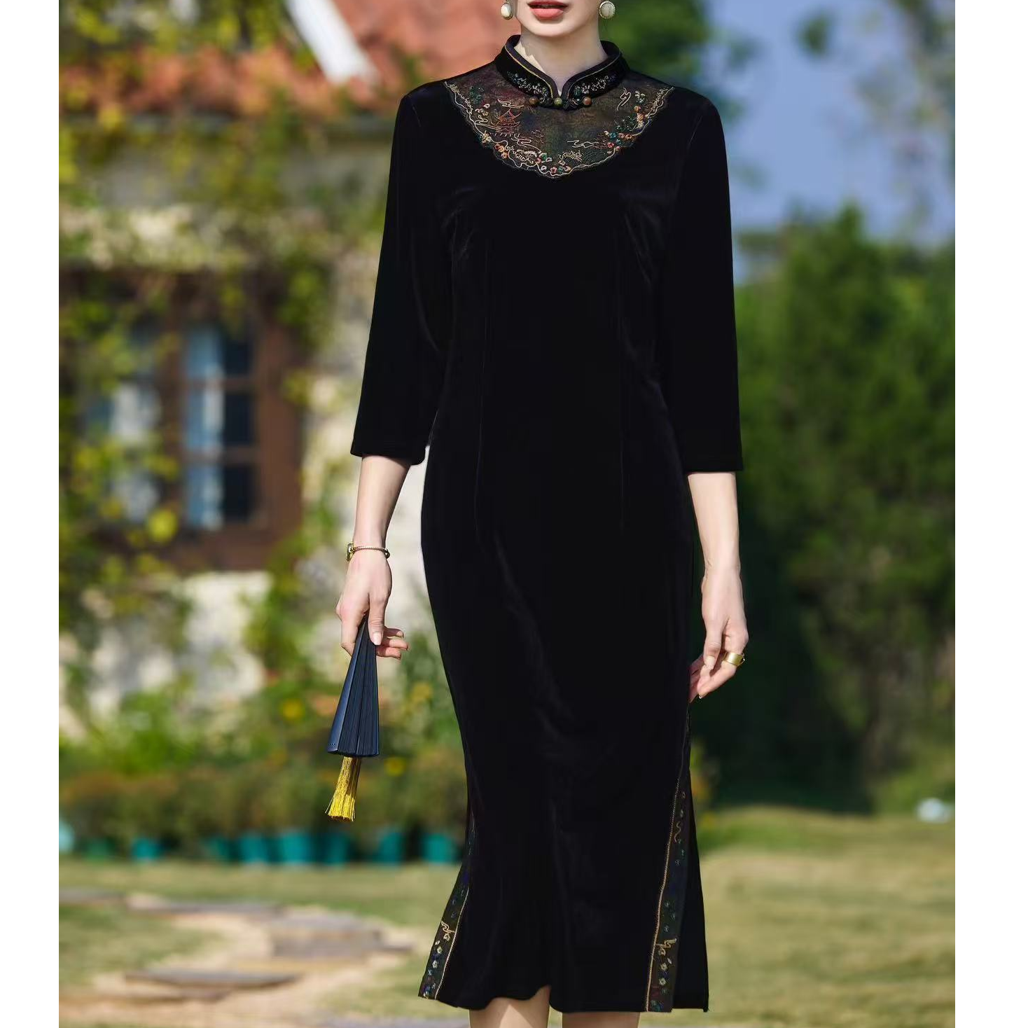 高端经典旗袍连衣裙50877