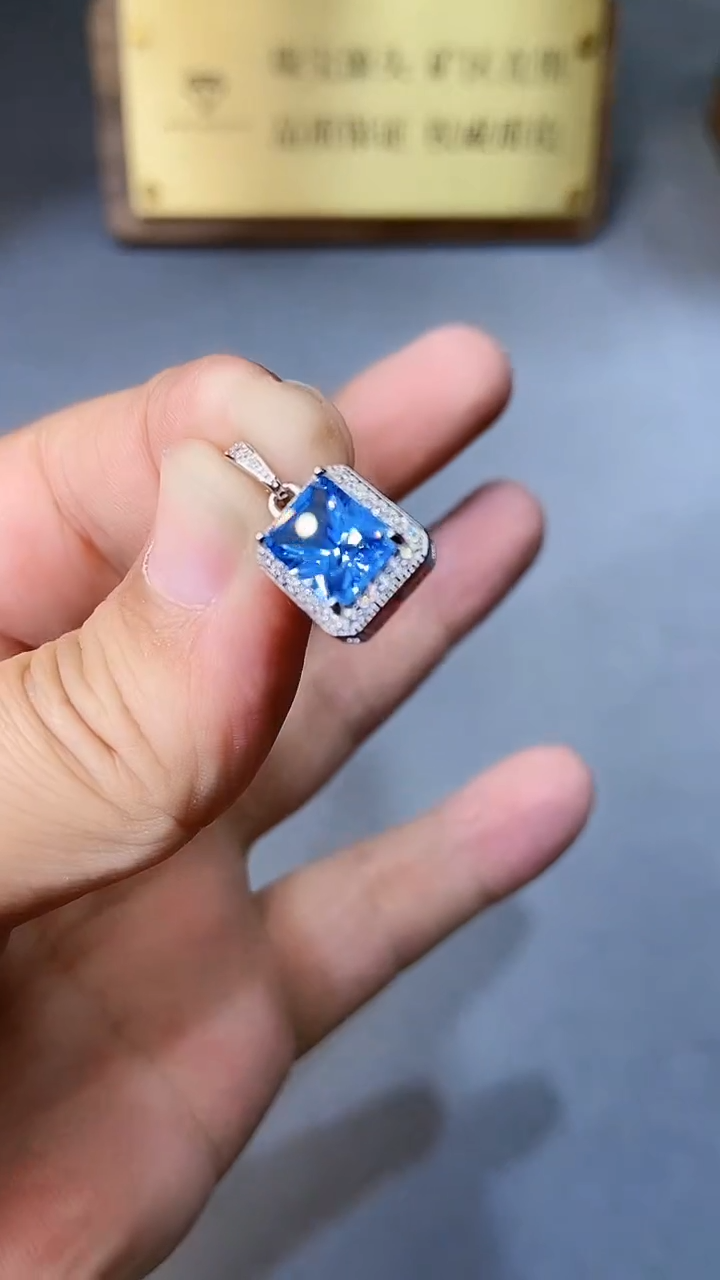 【闪购商品】海蓝宝石颈饰银S925镶嵌354