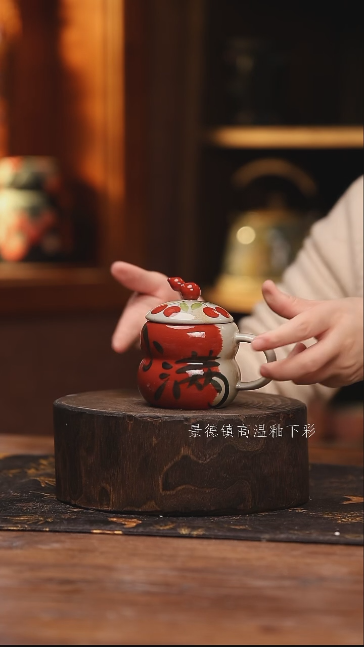 陶瓷景德镇高温釉下手绘陶瓷@L049@