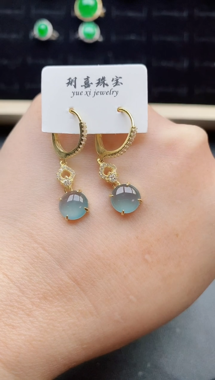 【闪购商品】翡翠耳饰银S925镶嵌80500