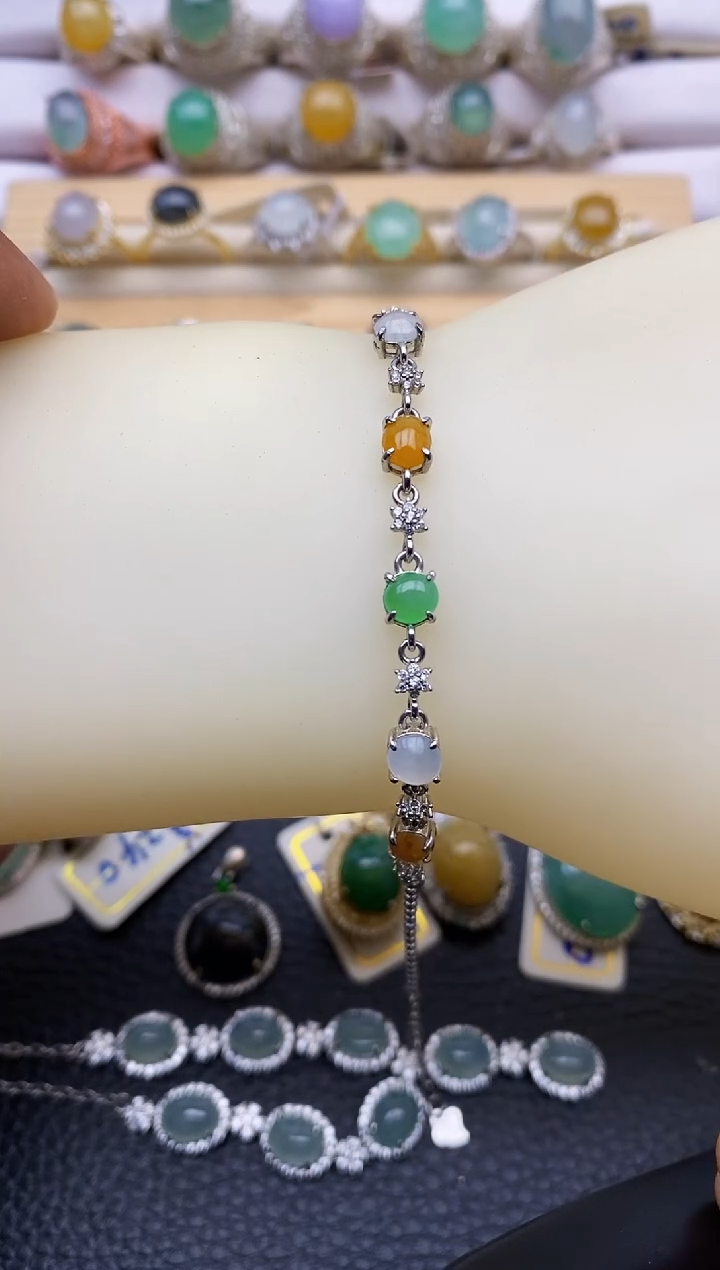 【闪购商品】翡翠手链银S925镶嵌/5899