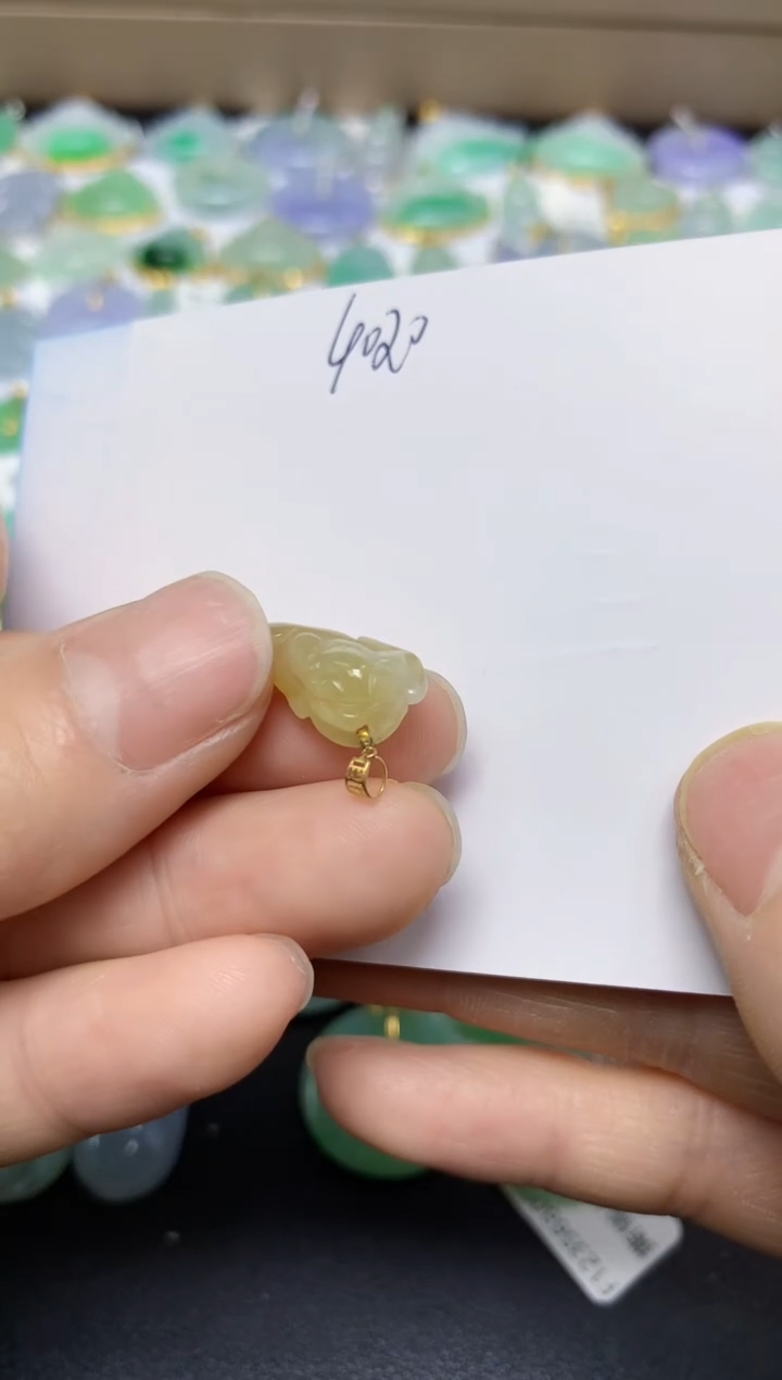 【闪购商品】翡翠挂件18K金镶嵌 天然翡翠A货