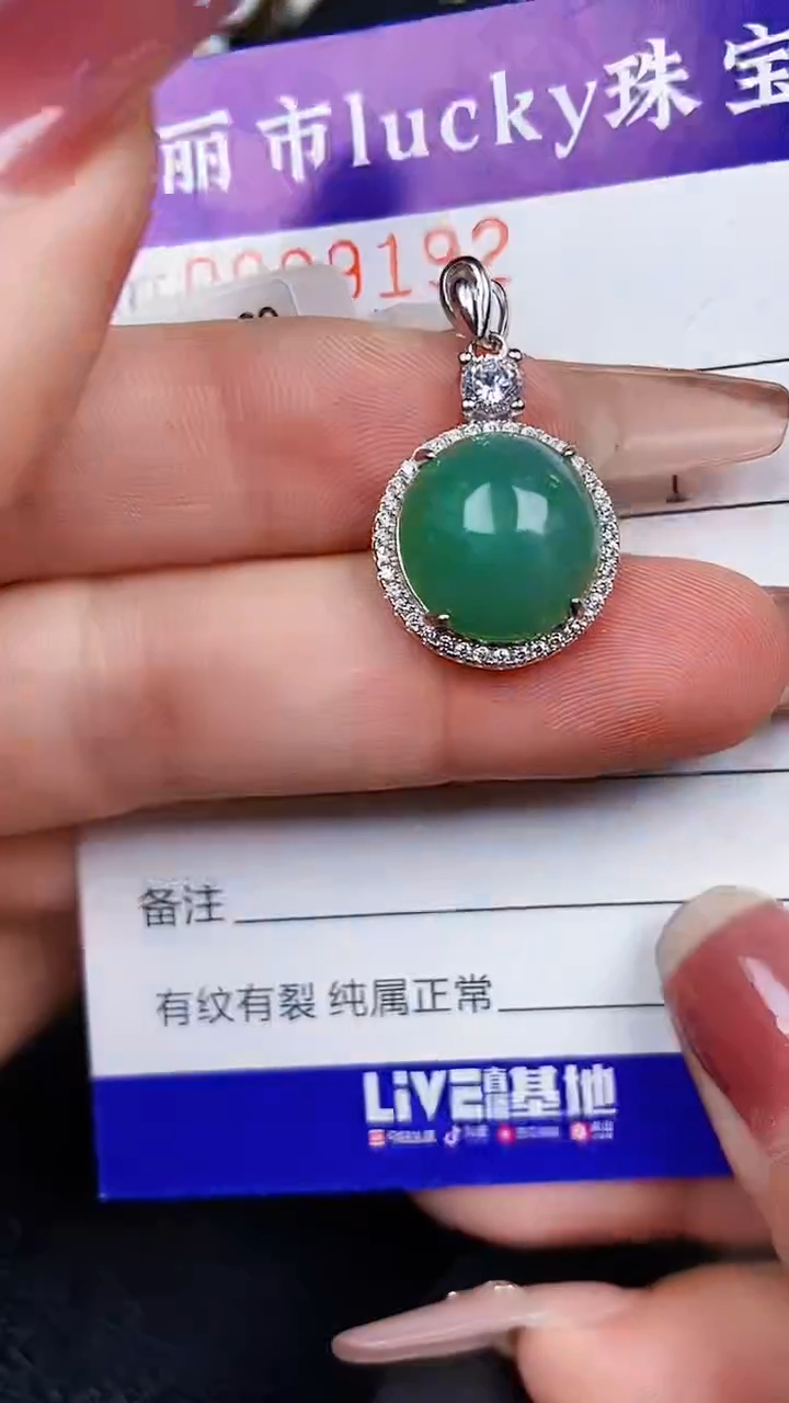 颈饰银S925镶嵌翡翠9192