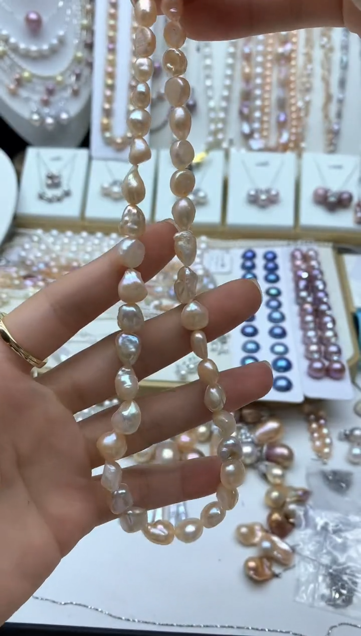 淡水珍珠银S925镶嵌颈饰1