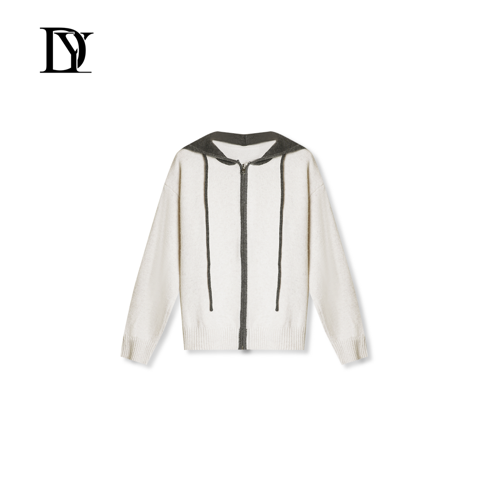 大缘·缘本秋冬新款休闲宽松拼色帽衫上衣DTF06