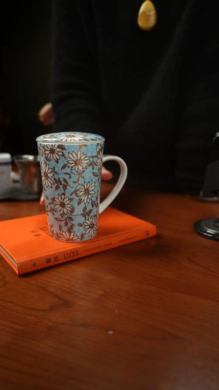 高端礼品（DN家）马克杯带盖茶漏雏菊款-TY