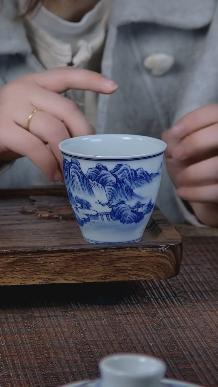 【闪购商品】折葵非器手工手绘山水握手杯
