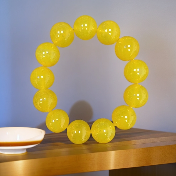 藏收级玛瑙手串16MM13颗天然珠宝高端玉石手链鸡油黄单圈精美