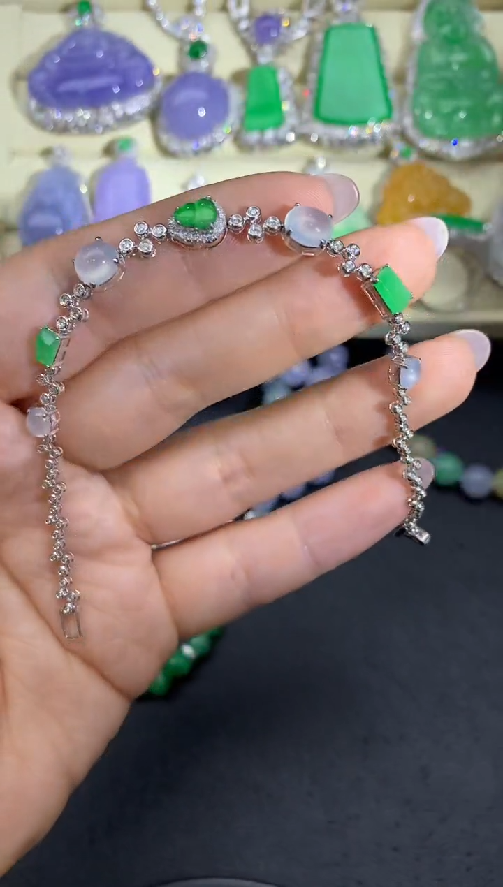 【闪购商品】翡翠手链18K金镶嵌421-中国好珍宝