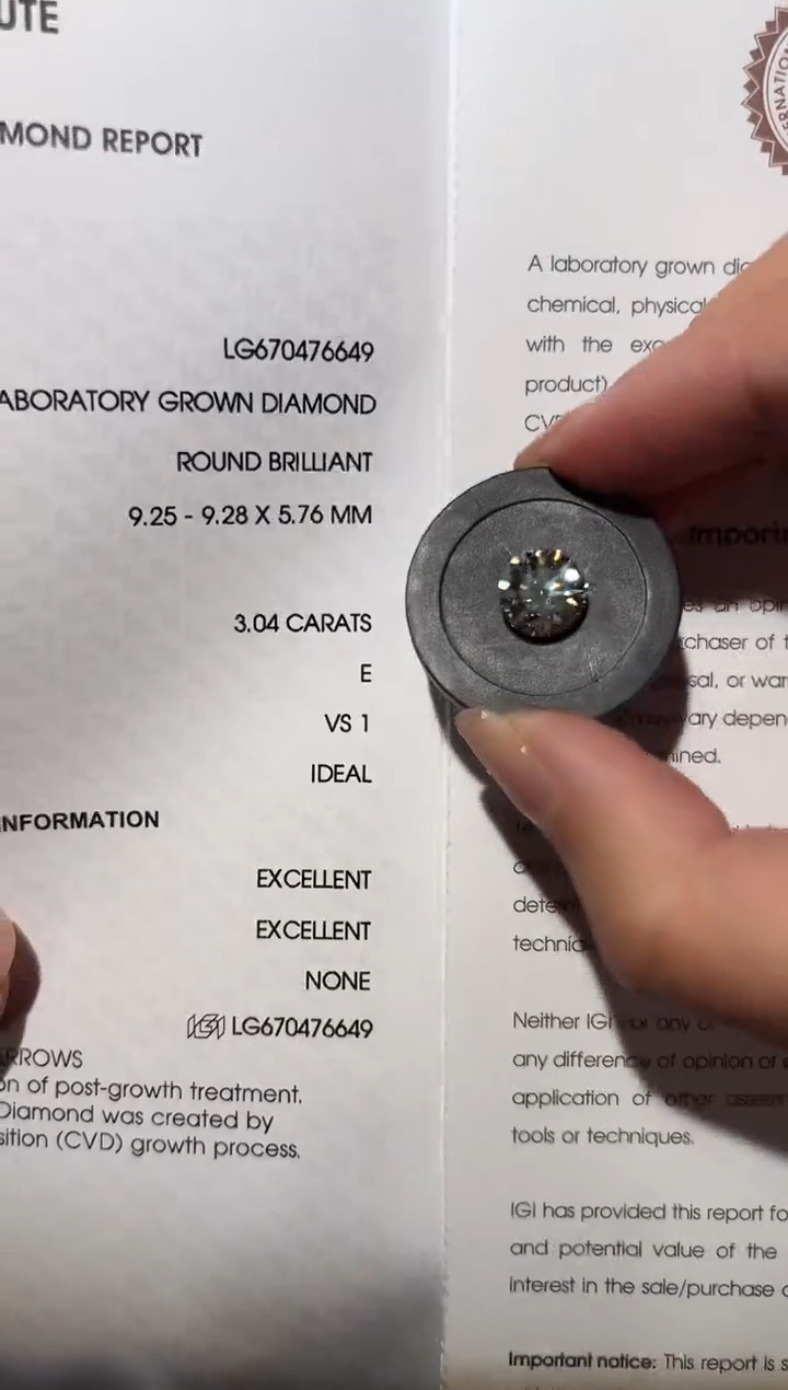【闪购商品】实验室培育钻石裸石未镶嵌LG6649  3.04ct