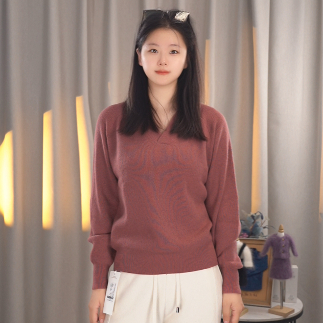 2025年100%山羊绒百搭V领套头衫JMW883-119