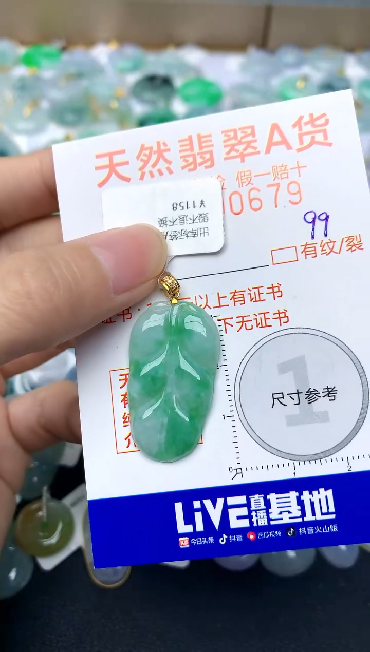 【闪购商品】翡翠颈饰18K金镶嵌99天然A货翡翠