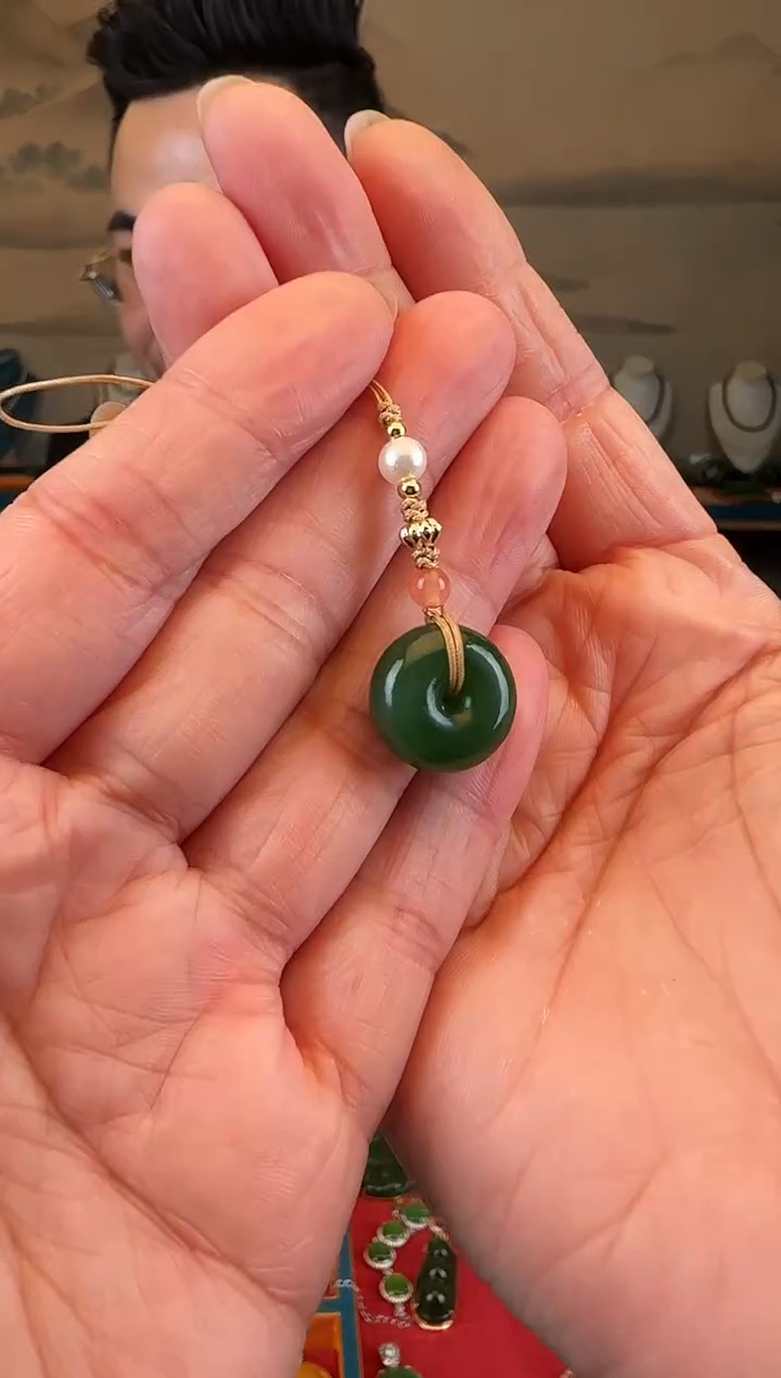 颈饰未镶嵌和田玉平安扣手机链