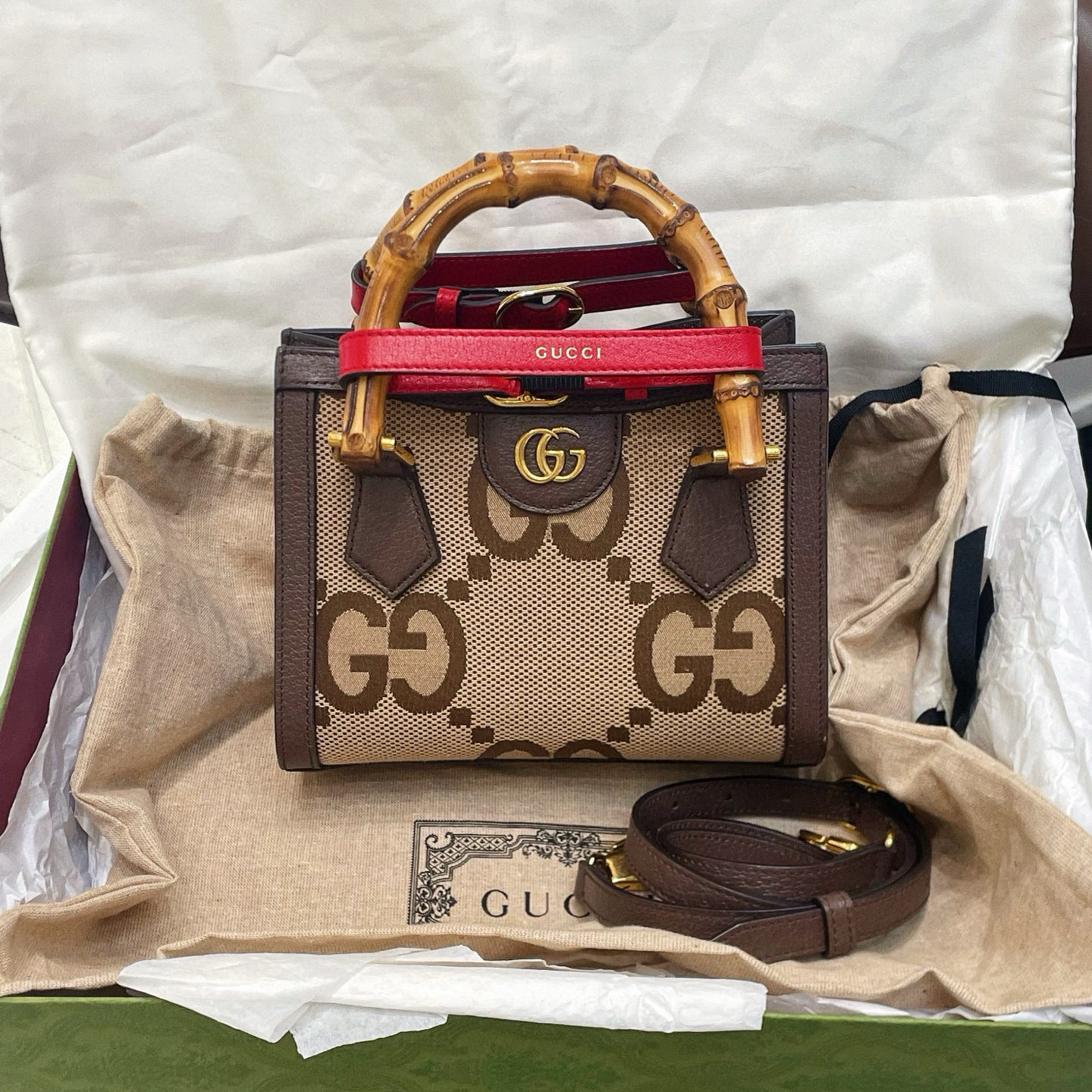 99新 GUCCI/古驰 限定款竹节手提包