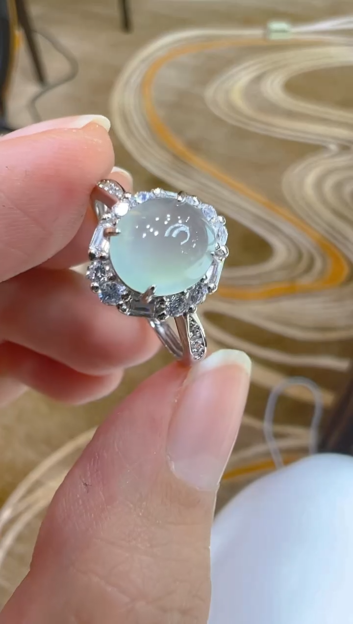 银S925镶嵌戒指翡翠多样性团购发一件