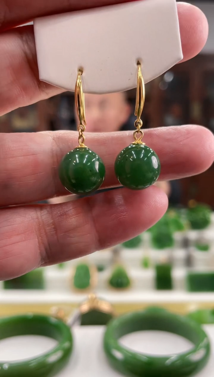 【闪购商品】和田玉耳钩银S925镶嵌大气耳钩