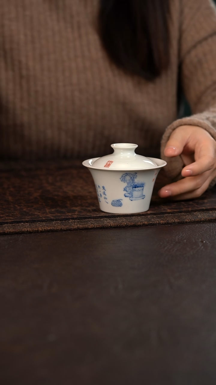 【闪购商品】杯聚澜堂福寿清供马蹄盖碗