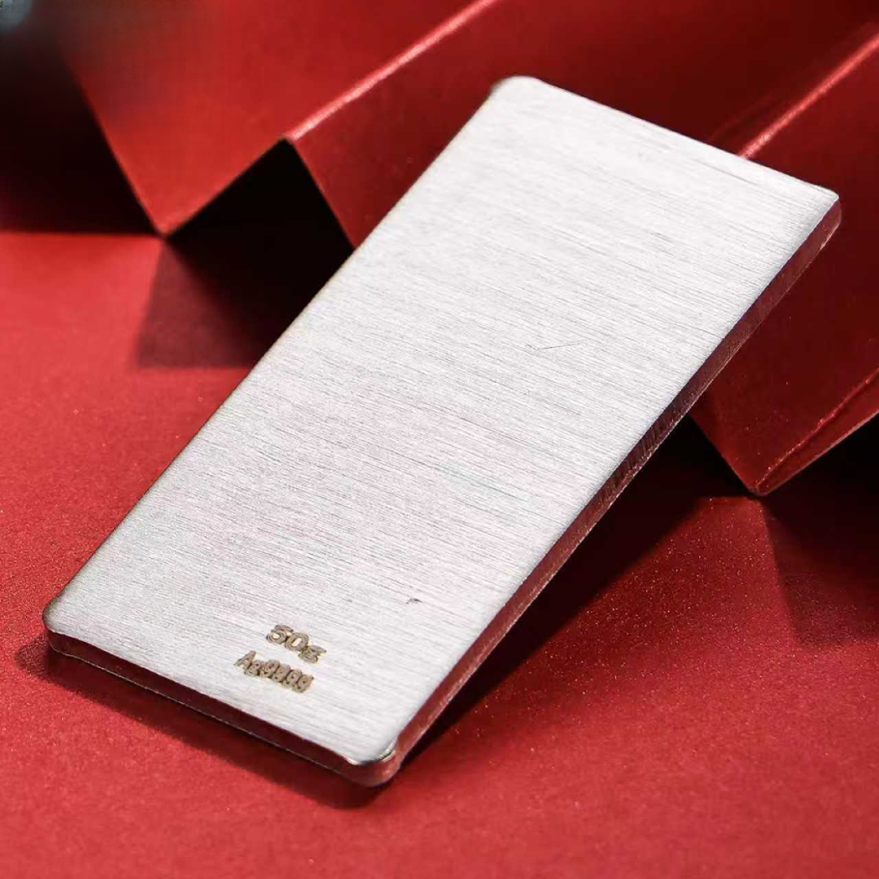 中国珠宝 足银银制品 50克方块银板摆件