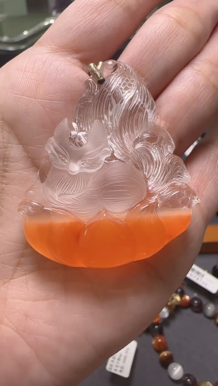 【闪购商品】水晶吊坠未镶嵌红兔毛凤九吊坠 JP38137