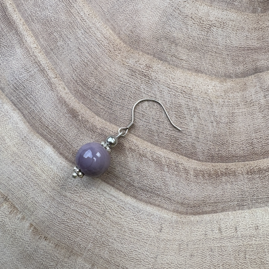 合金耳饰 LZ3707-3 10mm香芋紫单颗琉璃耳环