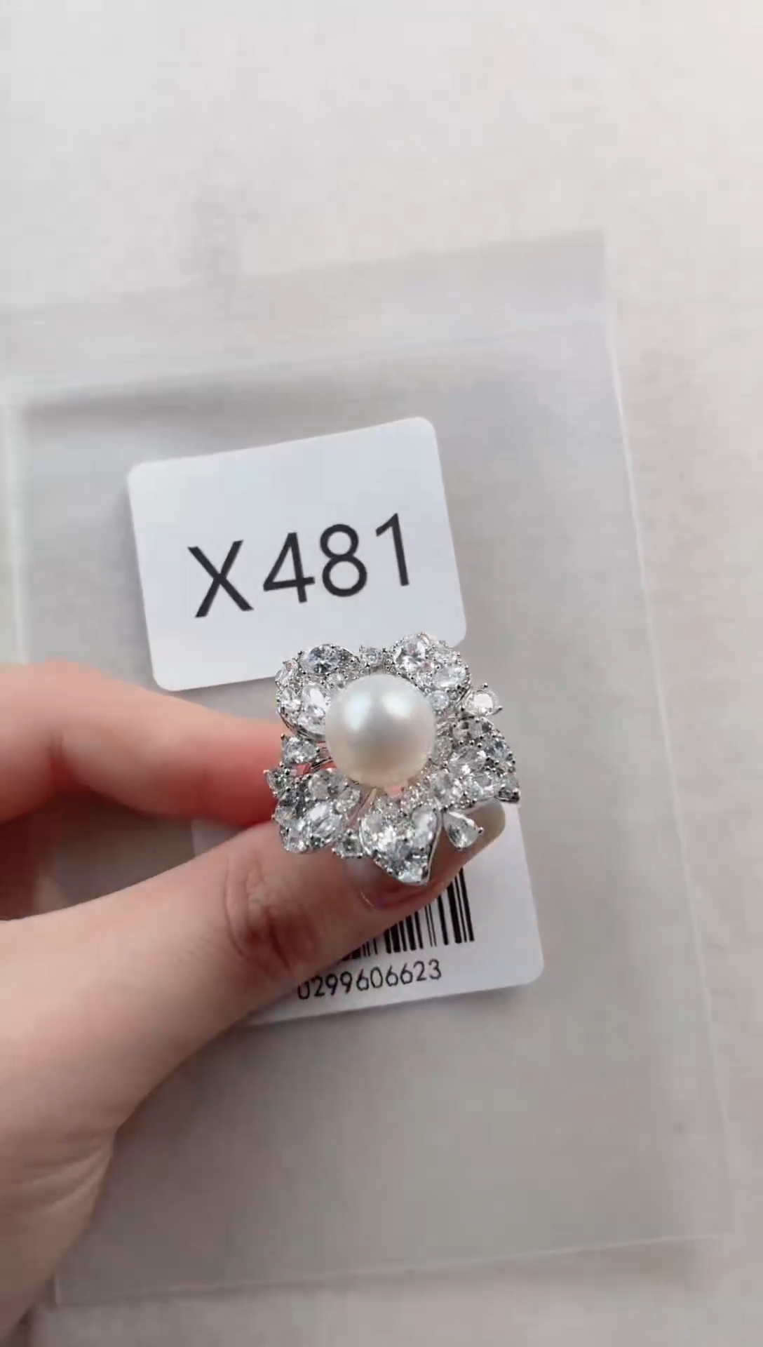 银S925镶嵌戒指海水珍珠X481
