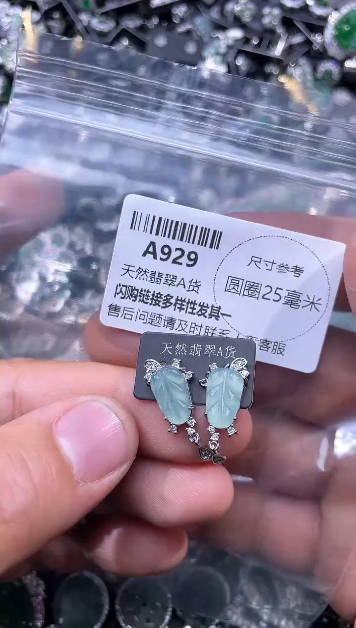 【闪购商品】翡翠颈饰未镶嵌A929耳钉