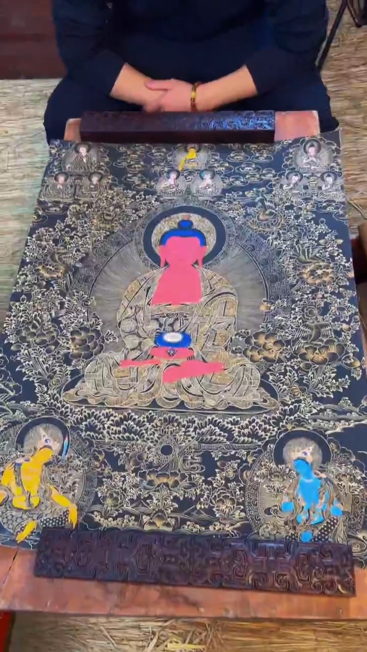 装裱画精品手绘唐卡链接--A139阿弥陀佛