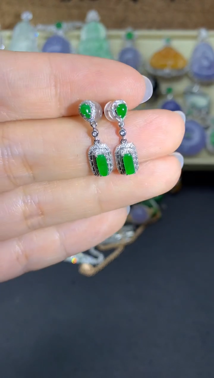 【闪购商品】翡翠耳饰18K金镶嵌395-中国好珍宝