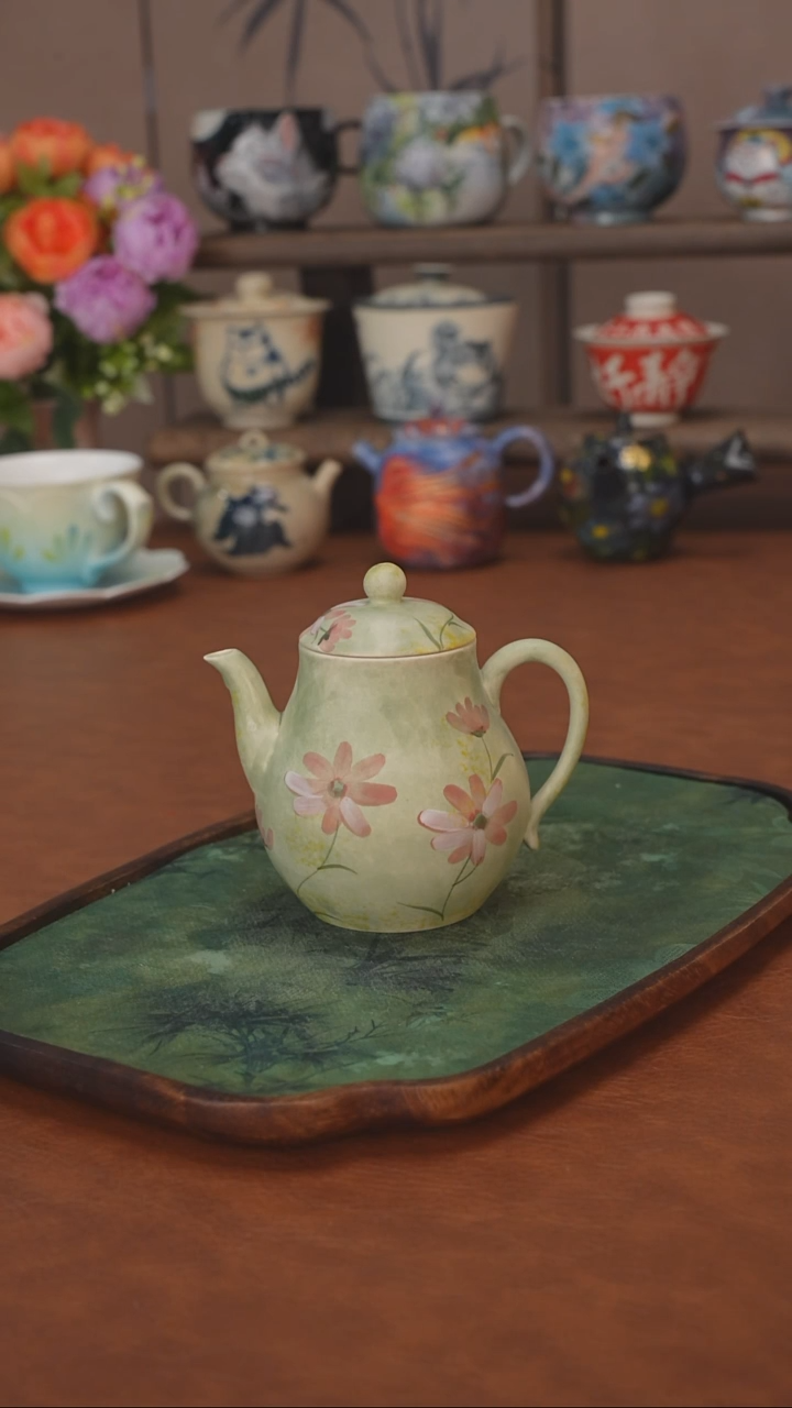 手绘  格桑花 壶