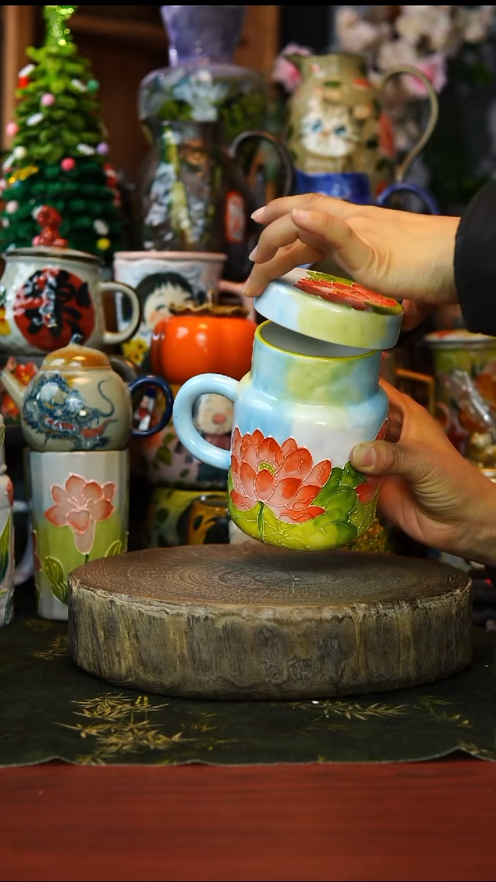 花瓶杯子碗微瑕39景德镇手工高温釉下彩