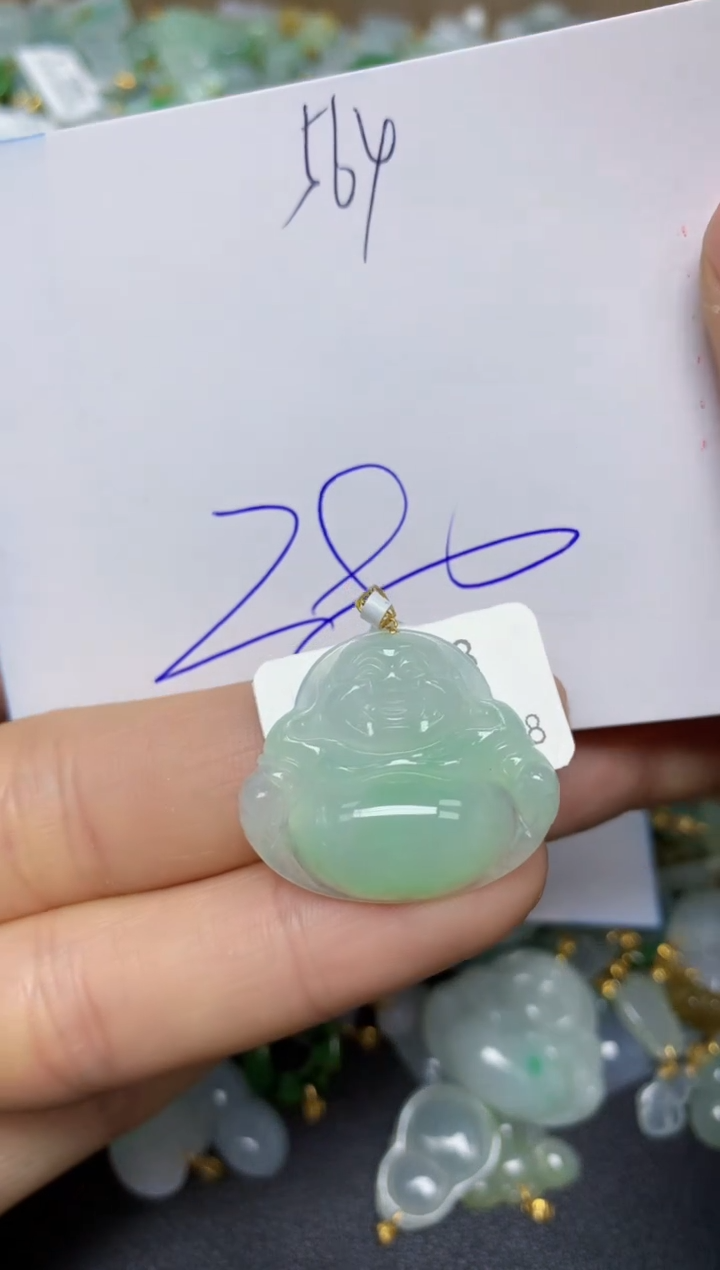 【闪购商品】翡翠挂件18K金镶嵌 天然翡翠A货