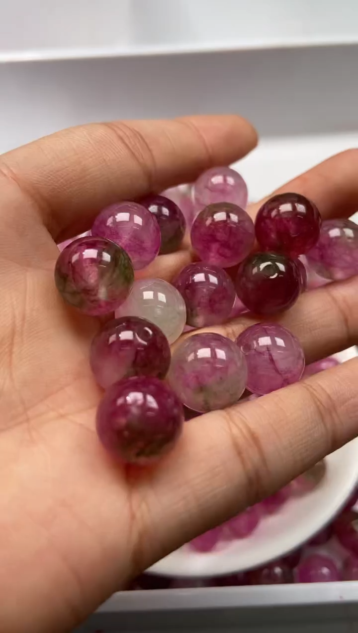 颈饰未镶嵌水晶W2989-西瓜碧玺12mm*8颗