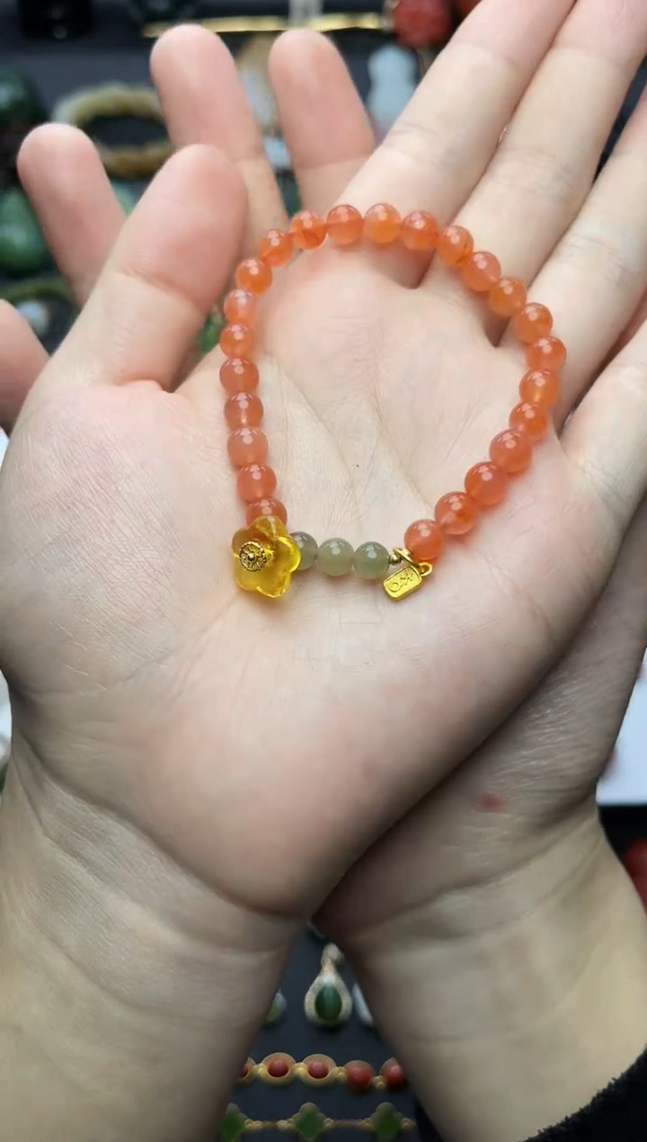 未镶嵌手串南红玛瑙小花手串06