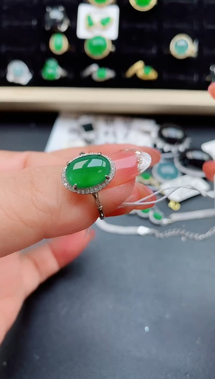 【闪购商品】翡翠戒指银S925镶嵌45455