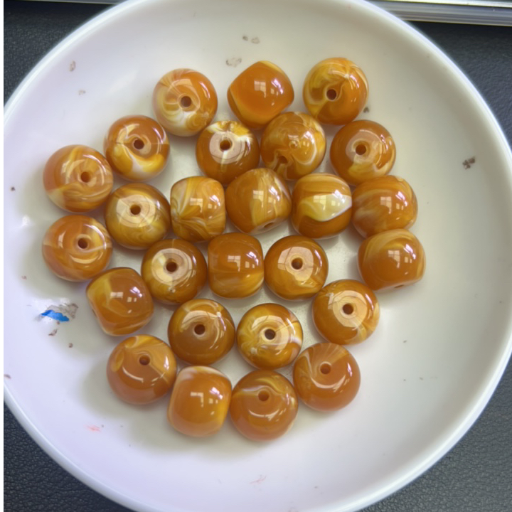 天然琥珀蜜蜡  回流老蜡老型珠W11  10×12  10颗（赠弹力绳）